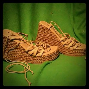 Boho chic platform wedges