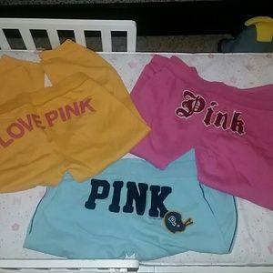 3 VS Pink cropped sweats