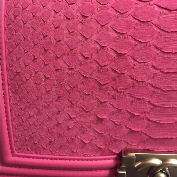 Hot Pink Matte Python Boy Medium Flap Bag - Picture 3 of 4