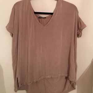 Dusty rose brandy Melville cuffed v-neck tshirt