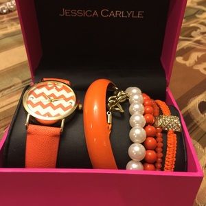 Orange Chevron Watch with matching bracelets