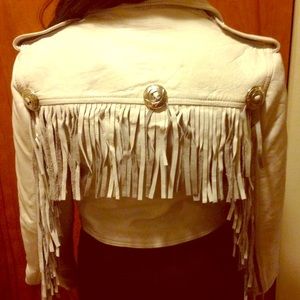 Leather fringe jacket