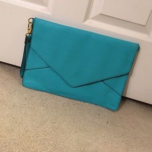 Large envelope style Clutch in Tiffany blue.