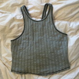 Free People Cream/Blue Striped Crop Top