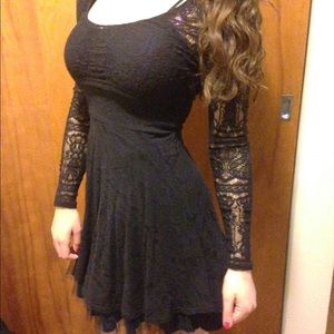 Free People black lace dress with tool