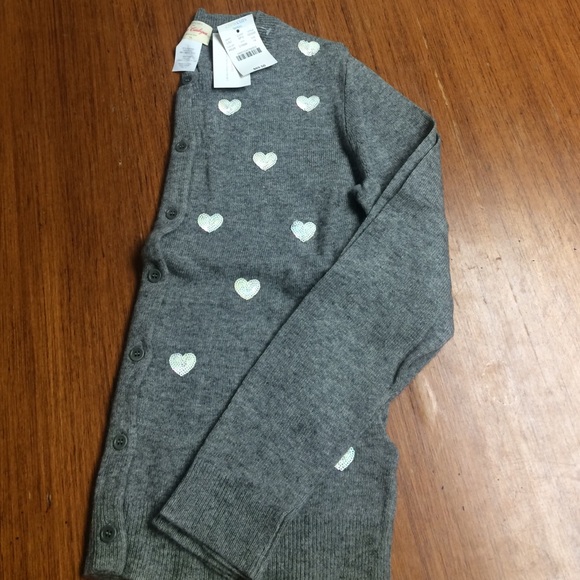 Grey Merino Wool Heart Sequin Cardigan