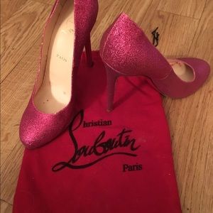 Christian Louboutin Glitter Fuchsia Pumps