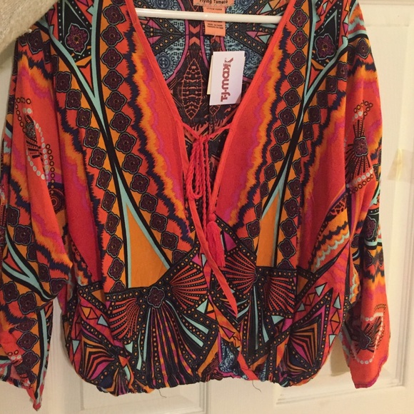 colorful peasant top