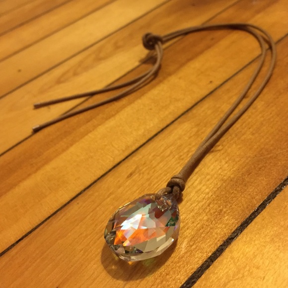 SWAROVSKI iridescent crystal pendant on cord