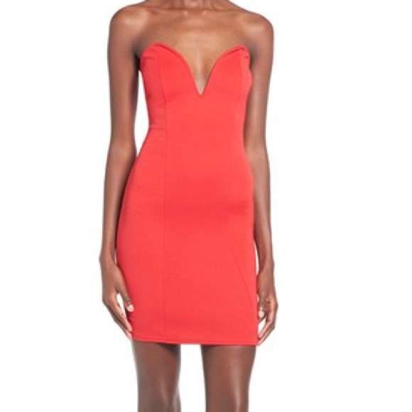 Red body con dress