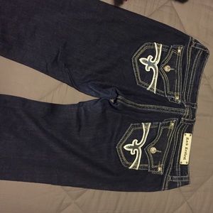 Rock Revival size 32 easy straight cut dark jeans