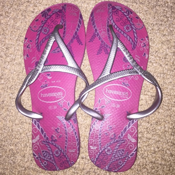 Pink Havaiana Flip Flops with Silver Straps