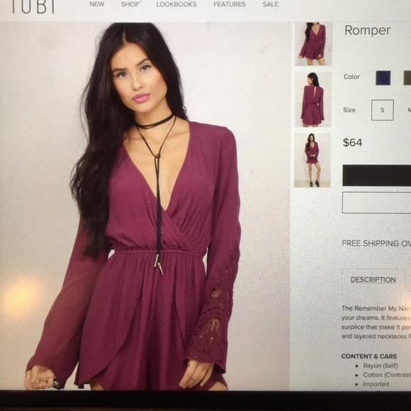 Tobi Dresses & Skirts - long sleeved deep v-neck surplice romper