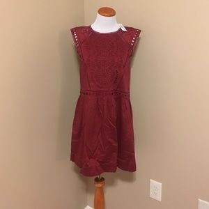 Loft burgundy lace detail dress