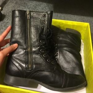 black combat boots