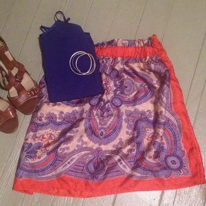 100% Silk Multicolor Paisley Skirt- Zara