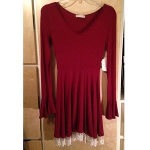 Burgundy dress with lace