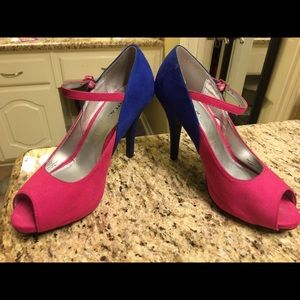 Pink & Blue peep toe heels