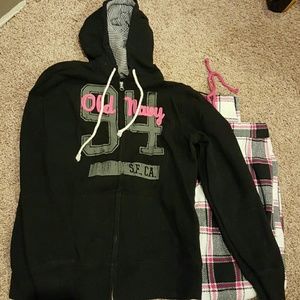 Old Navy zip up hoodie and fleece pants