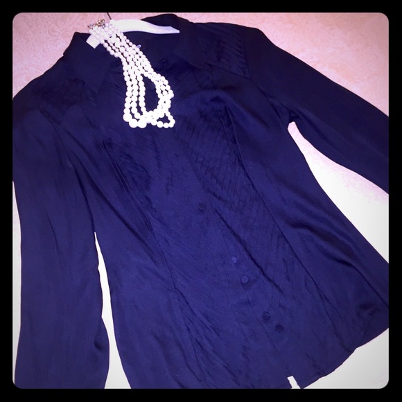 Bebe Silk Collar Long-sleeve blouse