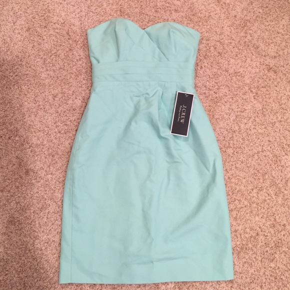 J CREW weddings and parties strapless Aqua dress