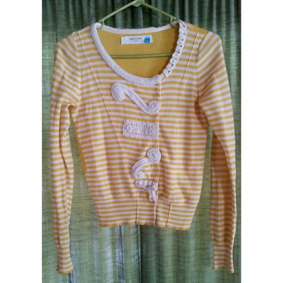 Yellow and white striped cardigan!