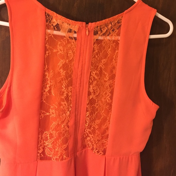 Beautiful Orange Flowy Lace Back Dress - Picture 3 of 3