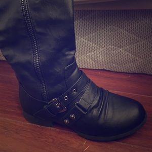 Black Faux Leather Boots