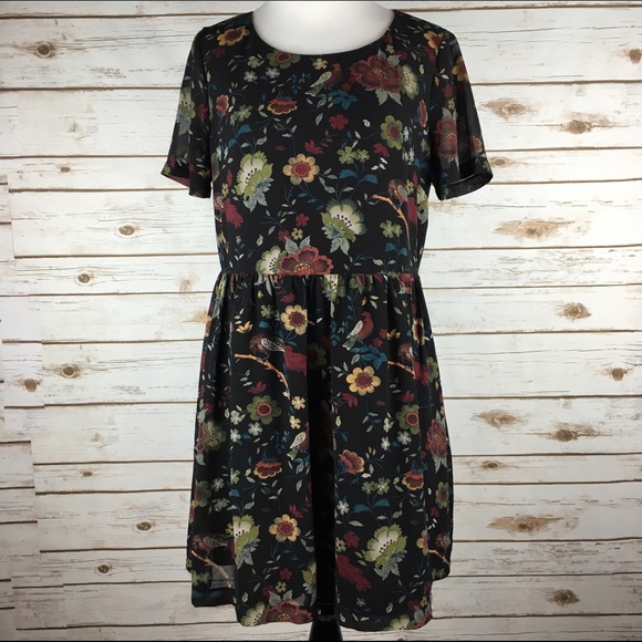 Forever 21 Dresses & Skirts - [Forever 21] Botanical Bird Floral Babydoll Dress