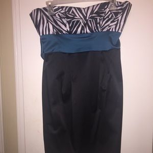 Turquoise and zebra print halter mini dress