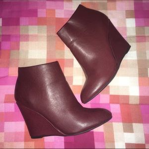 F21 Burgundy Booties Size 7