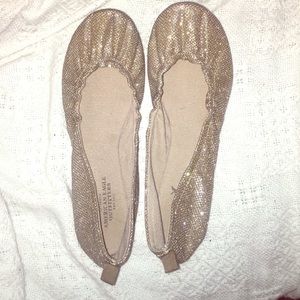 Gold sparkly flats