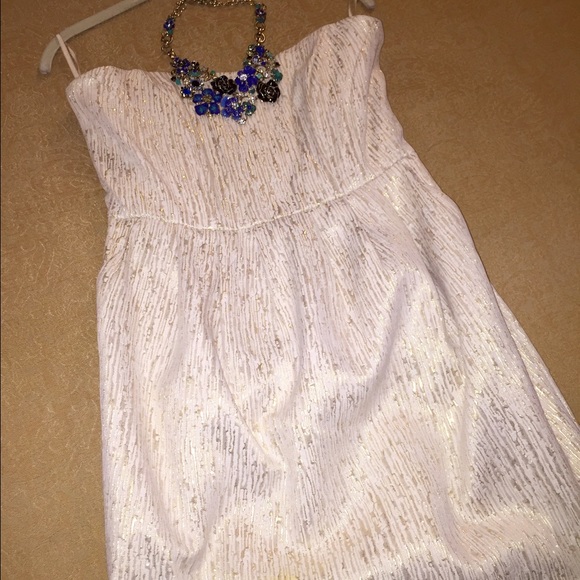 H&M Strapless gold dress