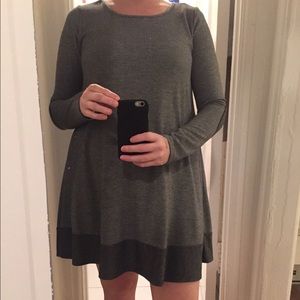 Herring bone dress with elbow patches