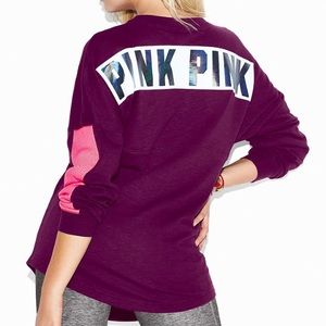 VICTORIA SECRET PINK PURPLE 2014 VARSITY CREW FOIL