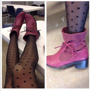 Burgundy Sweater Ankle Boots
