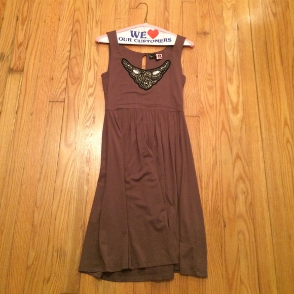 Brown flowy midi dress