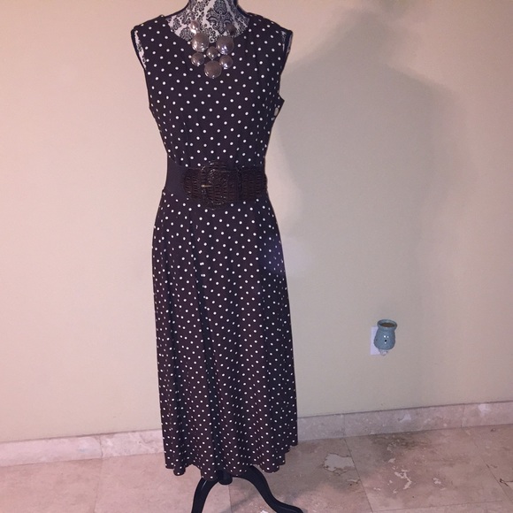 Talbots Dresses & Skirts - Talbots Brown and White Poka Dot Dress