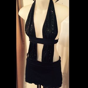 💋Black strappy sequined Club dress