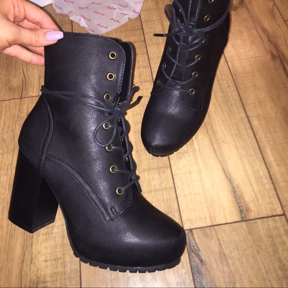SOLD!!!!! :D Black platform combat boots!