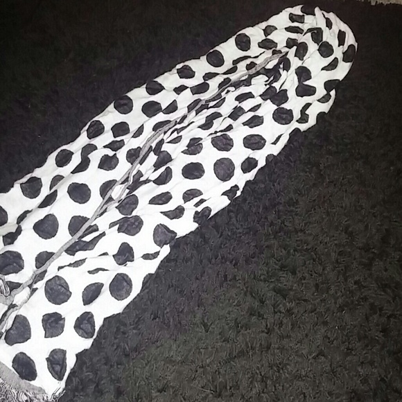 Polka Dotted Black and White Reversible Scarf
