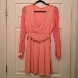 Peach Dress with Braided Belt