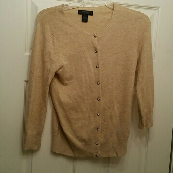 Express Angora Blend cardigan with rhinestone deta