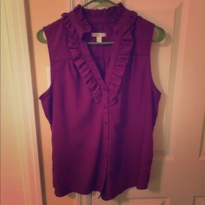 Ruffles Neck Fuchsia Blouse