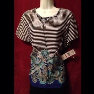 💖Alfred Dunner🌺 French Riviera Casual Blouse💙