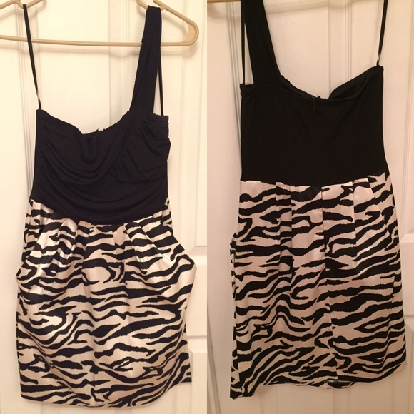 Nordstrom- Zebra Printed One Shoulder Dress