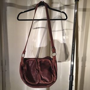 Vintage dark brown leather messenger bag