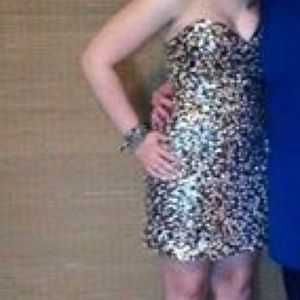 Sequence black, copper, silver dress