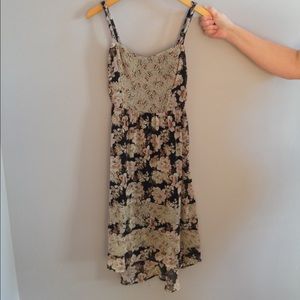 High low, floral patterned dress.