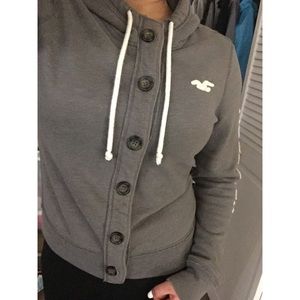 hollister button up hoodie